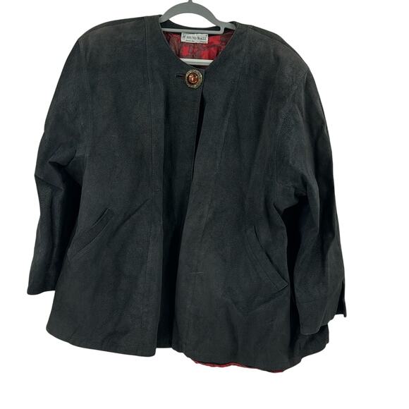 Vintage Bruno Magli Black leather cropped jacket - Picture 1 of 6